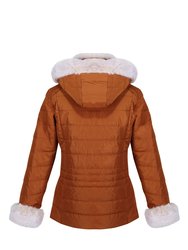 Womens/Ladies Willabella Faux Fur Trim Jacket - Copper Almond