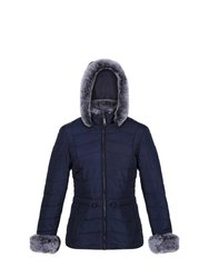 Womens/Ladies Willabella Faux Fur Trim Jacket - Navy