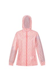 Womens Pack It Ditsy Print Waterproof Jacket - Papaya