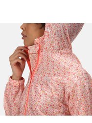 Womens Pack It Ditsy Print Waterproof Jacket - Papaya