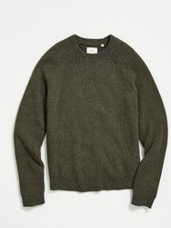 Fisherman Rib Crew Sweater - Olive