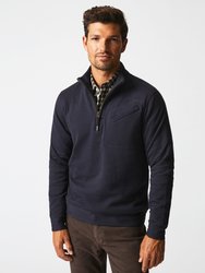 Quilted Half Zip Sweatshirt - Dark Navy - Dark Navy