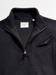 Quilted Half Zip Sweatshirt - Dark Navy