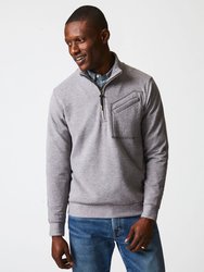 Quilted Half Zip Sweatshirt - Medium Grey - Medium Grey