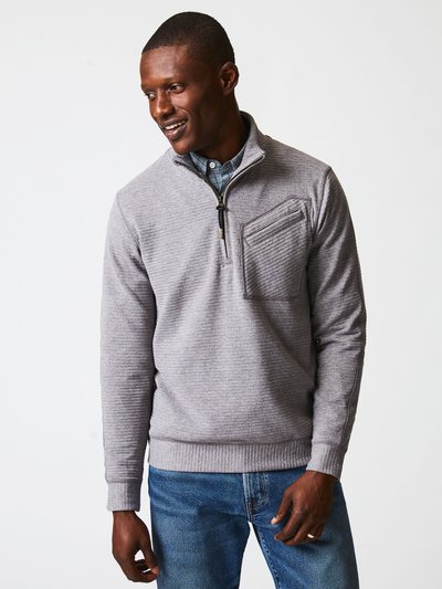 Billy Reid Quilted Half Zip Sweatshirt - Medium Grey product