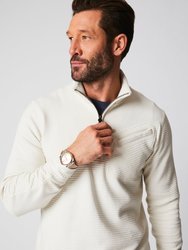 Quilted Half Zip Sweatshirt - Tinted White