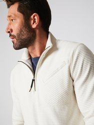 Quilted Half Zip Sweatshirt - Tinted White