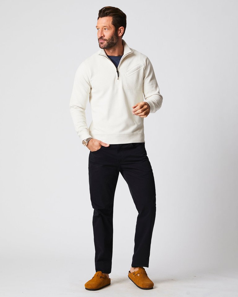 Quilted Half Zip Sweatshirt - Tinted White - Tinted White