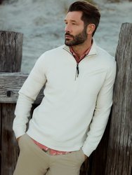 Quilted Half Zip Sweatshirt - Tinted White