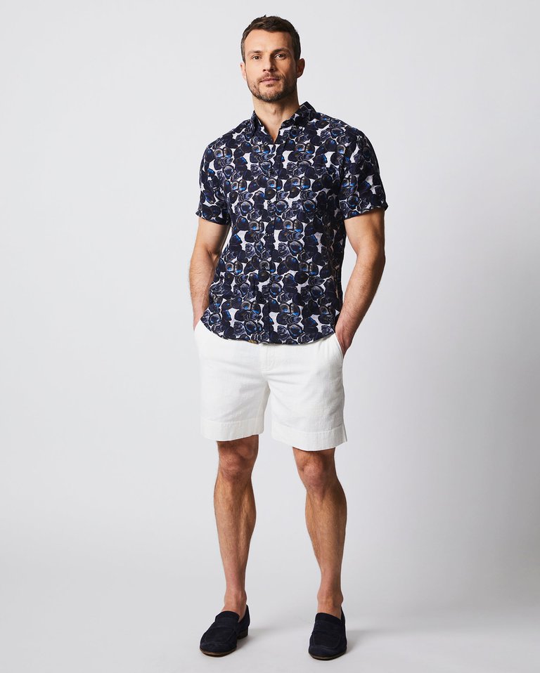 Billy Reid Dark Oyster Short Sleeve Tuscumbia Shirt BD Dark