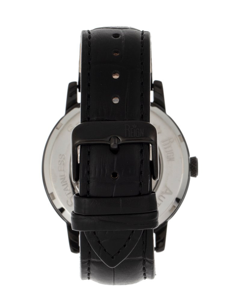 Reign Belfour Automatic Skeleton Leather-Band Watch