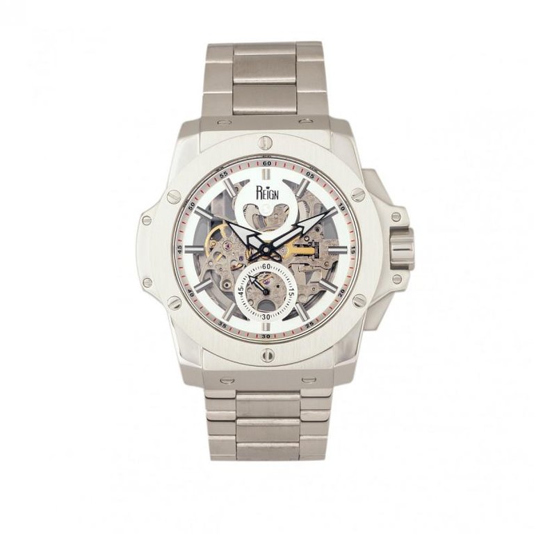 Reign Commodus Automatic Skeleton Men's Watch - Silver