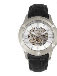 Reign Dantes Automatic Skeleton Dial Men's Watch - Leather Band Silver