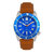 Reign Francis Leather-Band Watch w/Date - Brown/Blue