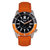 Reign Francis Leather-Band Watch w/Date - Black/Orange