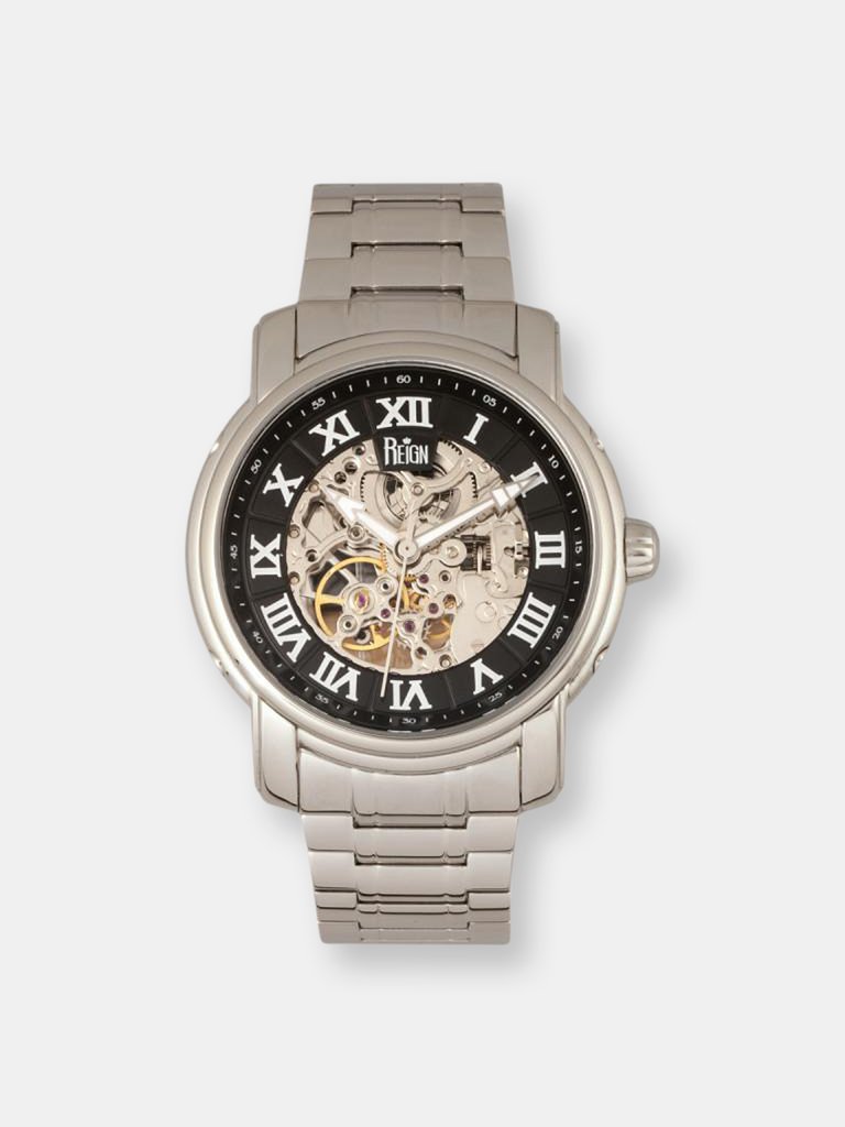 Reign Kahn Automatic Skeleton Men's Watch - Silver/Black