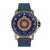 Reign Monarch Automatic Domed Leather-Band Watch - Rose Gold/Blue