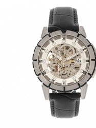 Reign Philippe Automatic Skeleton Leather-Band Watch - Black/White