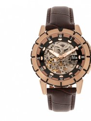 Reign Philippe Automatic Skeleton Leather-Band Watch - Rose Gold/Black