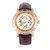 Reign Stavros Automatic Skeleton Leather-Band Watch - Rose Gold/White