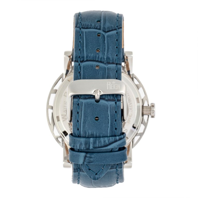 Reign Stavros Automatic Skeleton Leather-Band Watch