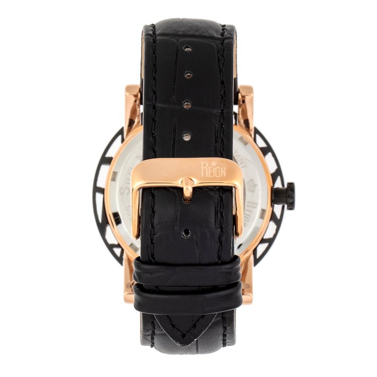 Reign Stavros Automatic Skeleton Leather-Band Watch