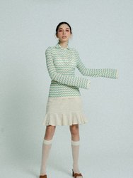 Light Weight Cotton Knit High Waist Skirt With Ruffled Hem - Sand