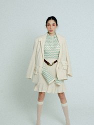 Light Weight Cotton Knit High Waist Skirt With Ruffled Hem - Sand