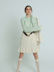 Light Weight Cotton Knit High Waist Skirt With Ruffled Hem - Sand - Sand