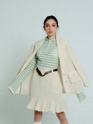 Light Weight Cotton Knit High Waist Skirt With Ruffled Hem - Sand