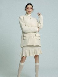 Light Weight Cotton Knit High Waist Skirt With Ruffled Hem - Sand