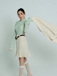 Light Weight Cotton Knit High Waist Skirt With Ruffled Hem - Sand