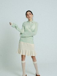 Light Weight Cotton Knit High Waist Skirt With Ruffled Hem - Sand