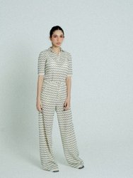 Light Weight Cotton Knit Long Wide Trousers - Marine - Marine