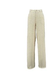 Light Weight Cotton Knit Long Wide Trousers - Marine