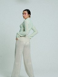 Light Weight Cotton Knit Long Wide Trousers - Marine