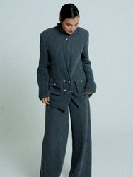 Light Weight Cotton Knit Oversized Blazer - Dark Grey