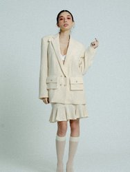 Light Weight Cotton Knit Oversized Blazer - Sand