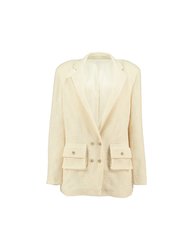 Light Weight Cotton Knit Oversized Blazer - Sand