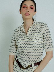 Light Weight Short Sleeve Button Up Cotton Knit Shirt - Marine