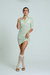 Light Weight Short Sleeve Button Up Cotton Knit Tennis Dress - Green