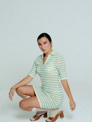 Light Weight Short Sleeve Button Up Cotton Knit Tennis Dress