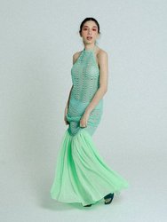 Open Back Cotton Crochet Dress - Green On Green