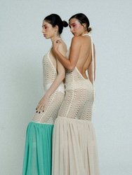 Open Back Cotton Crochet Dress Sand on Sand