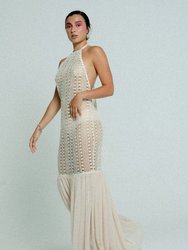 Open Back Cotton Crochet Dress Sand on Sand