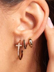 Cross Pave Hoop Earrings