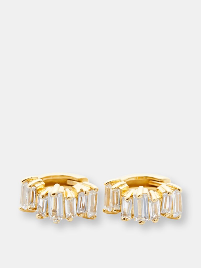 Crystal Hoop Earrings - Gold