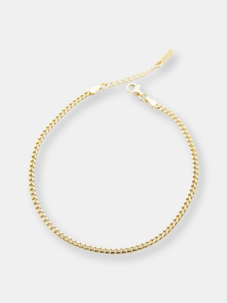 Cuban Anklet - 18k Gold Over Sterling Silver