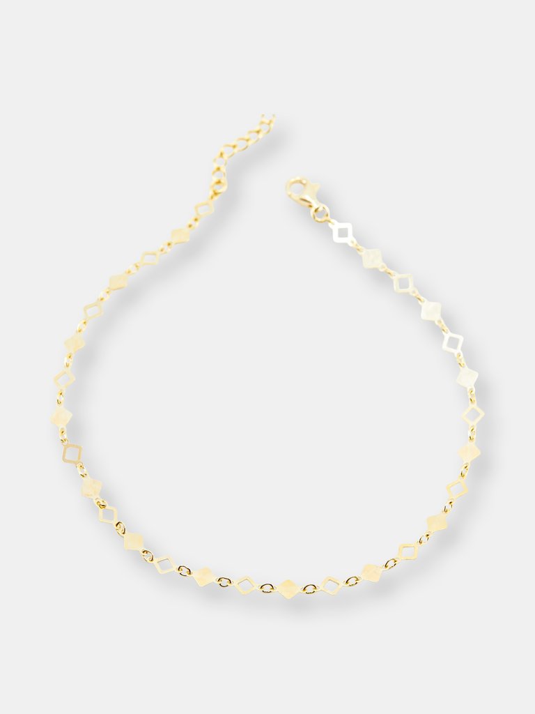 Diamond Coin Anklet - 18k Gold Over Sterling Silver