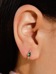 Emerald Teardrop Hoop Earrings